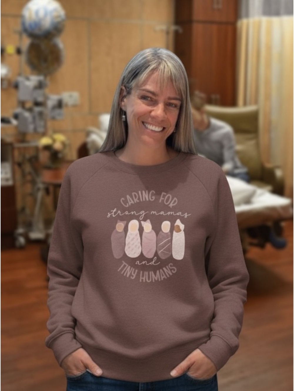 Caring For Strong Mamas and Tiny Humans sweatshirt Labor NICU Mother Baby Nurse